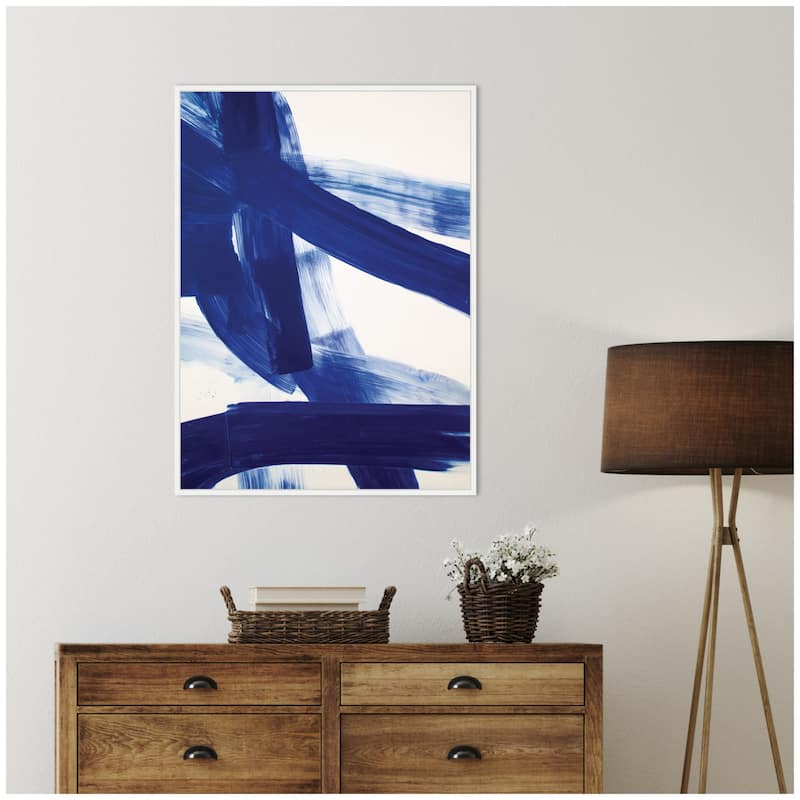 Kate and Laurel Cobalt Mark No. 1 by Amy Lighthall Framed Canvas Wall Art Print