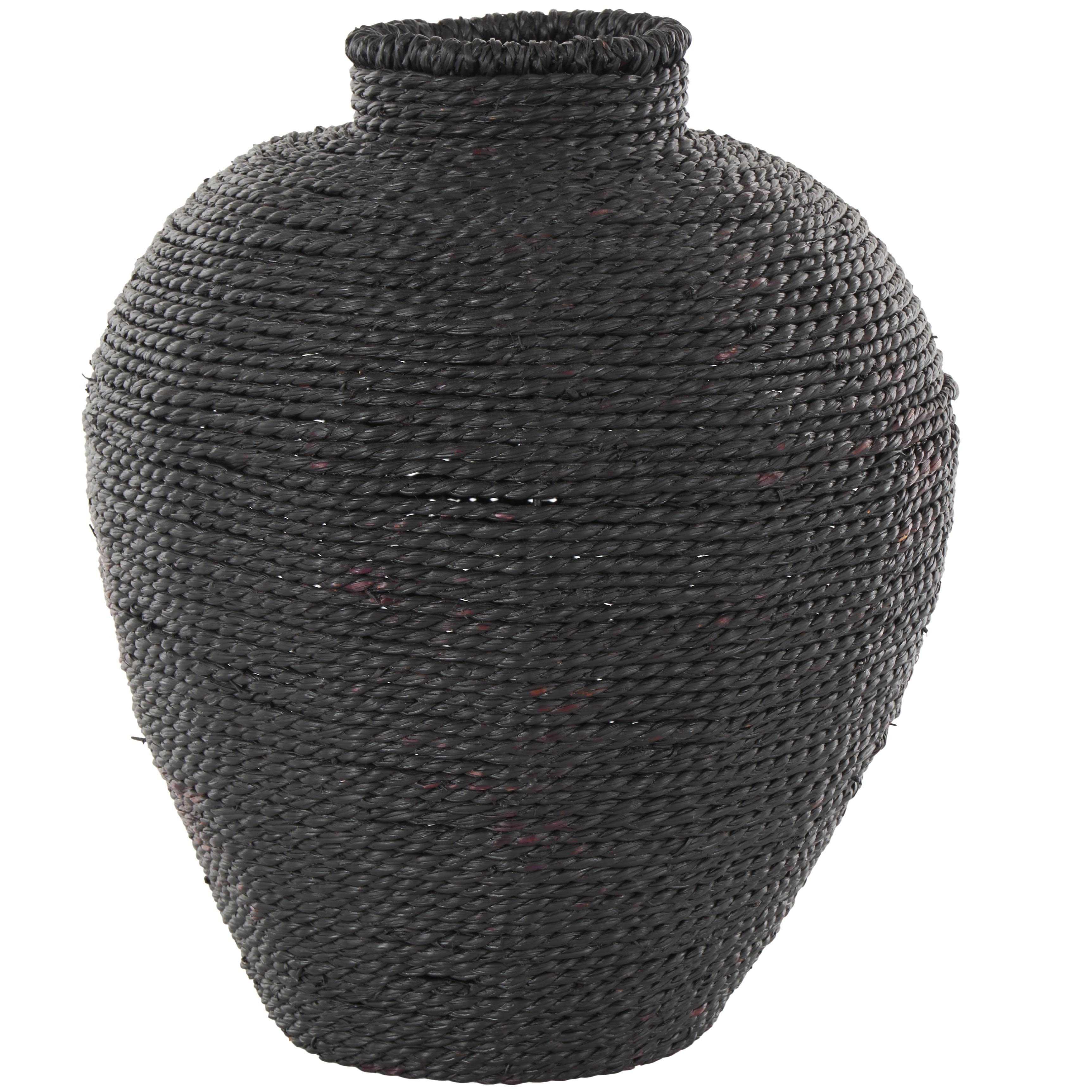 Metal Handmade Wrapped Pot Decorative Vase - Black - Roche River Decor