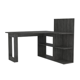 TUHOME Masai Computer Desk with 5 Open Shelves