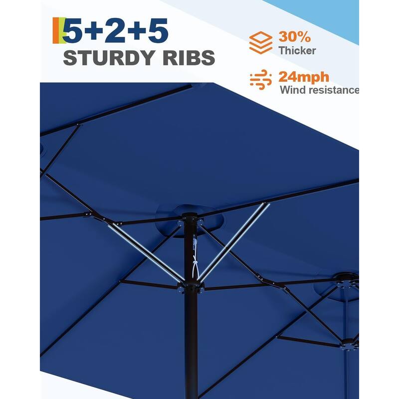 Coromose 15ft Large Patio Umbrella with Base, UV Protection, for Sun Safety