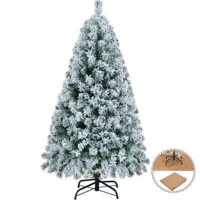 Yaheetech 4.5Ft Pre-Lit Artificial Hinged Holiday Christmas Pine Tree