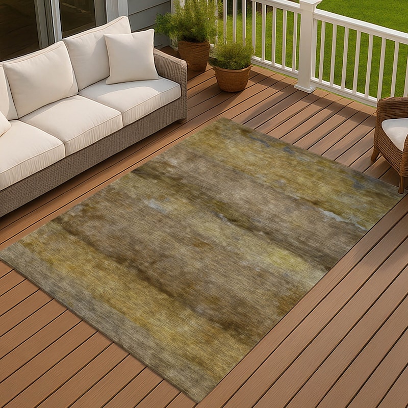 Machine Washable Indoor/ Outdoor Contemporary Ombre Chantille Rug - Brown - 5' x 7'6"
