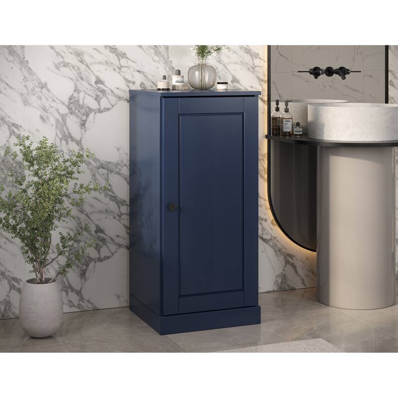 Palace Imports Solid Wood Bathroom Storage Cabinet, Raised Panel Door, Adjustable Shelves - Navy