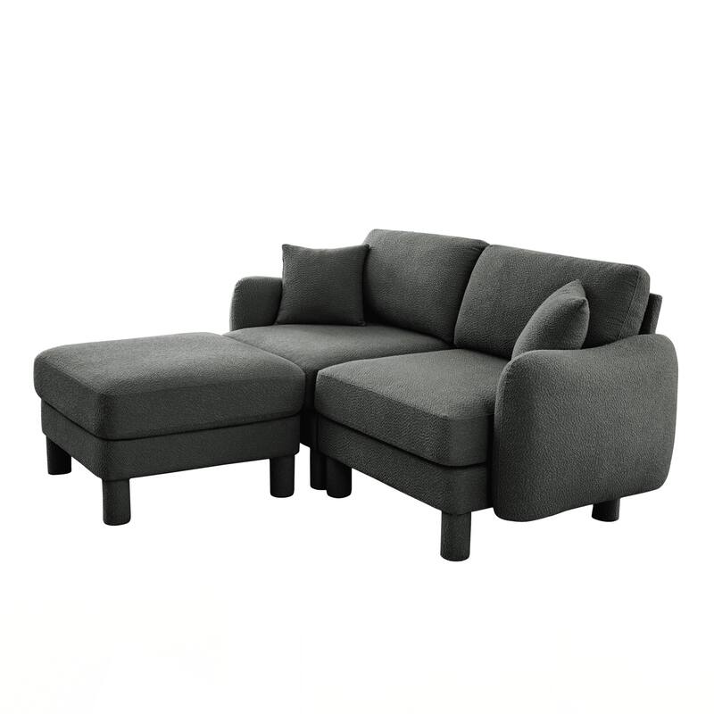 2-seater Loveseat Sofa Couch With Distinctive Shell-shaped Armrests And Removable Ottoman