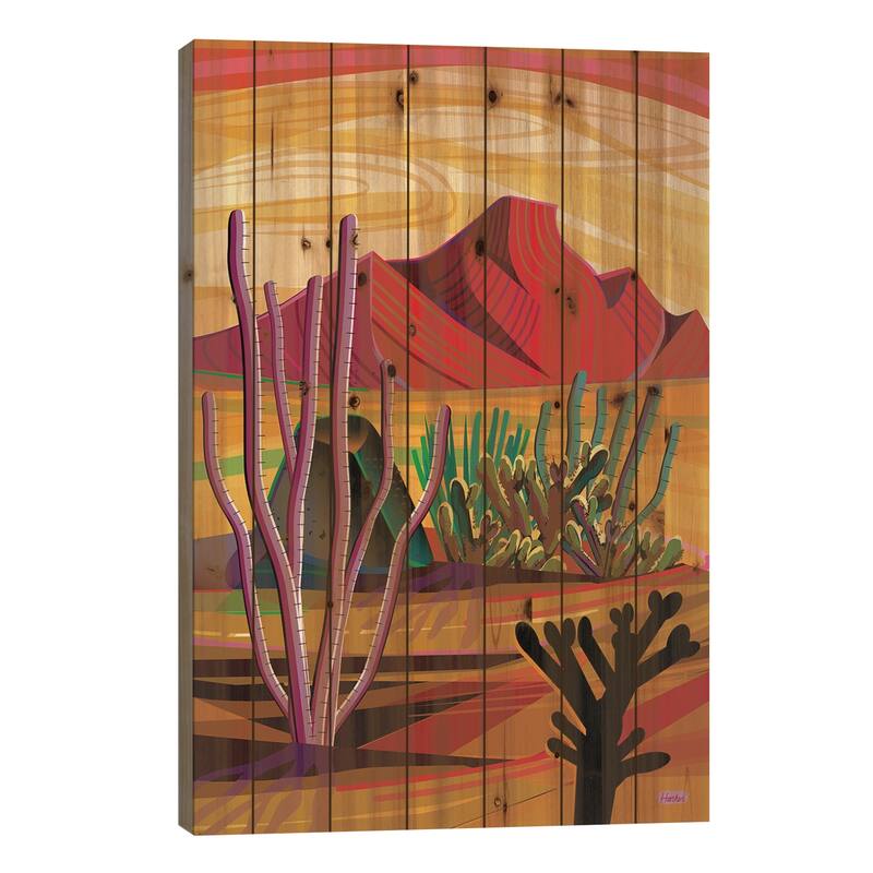 Love Mountain Print On Wood by Charles Harker - Multi-Color - 26x18x1.5