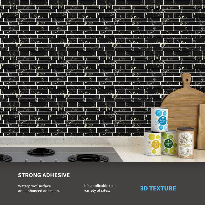 Art3d 12"x12" Vinyl Peel and Stick Backsplash Tile (10-Pack) Marble blue&Gray