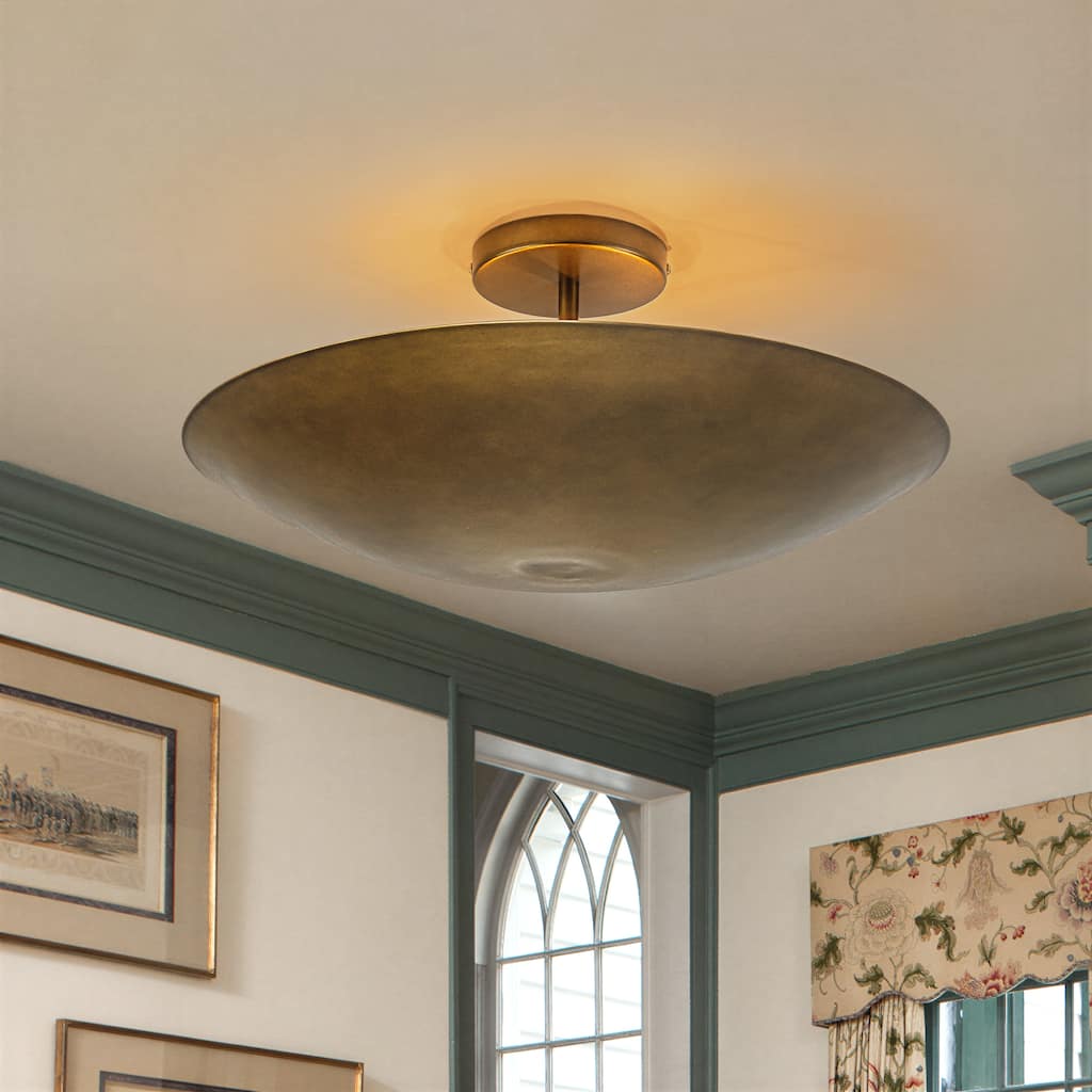 Vintage 4-Light Antique Brass Semi-Flush Mount Ceiling Light - Antique Brass - 17.7-in W x 7.5-in H
