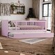 preview thumbnail 10 of 18, Twin Bed Frame Platform Bed Daybed with Guardrail and Trundle Pink