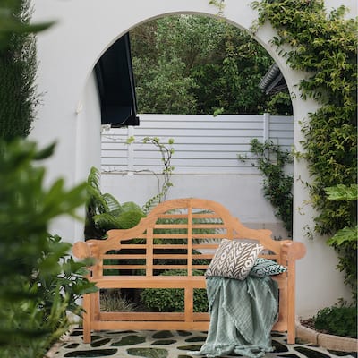 Chic Teak Lutyens Teak Wood Outdoor Garden & Patio Double Bench