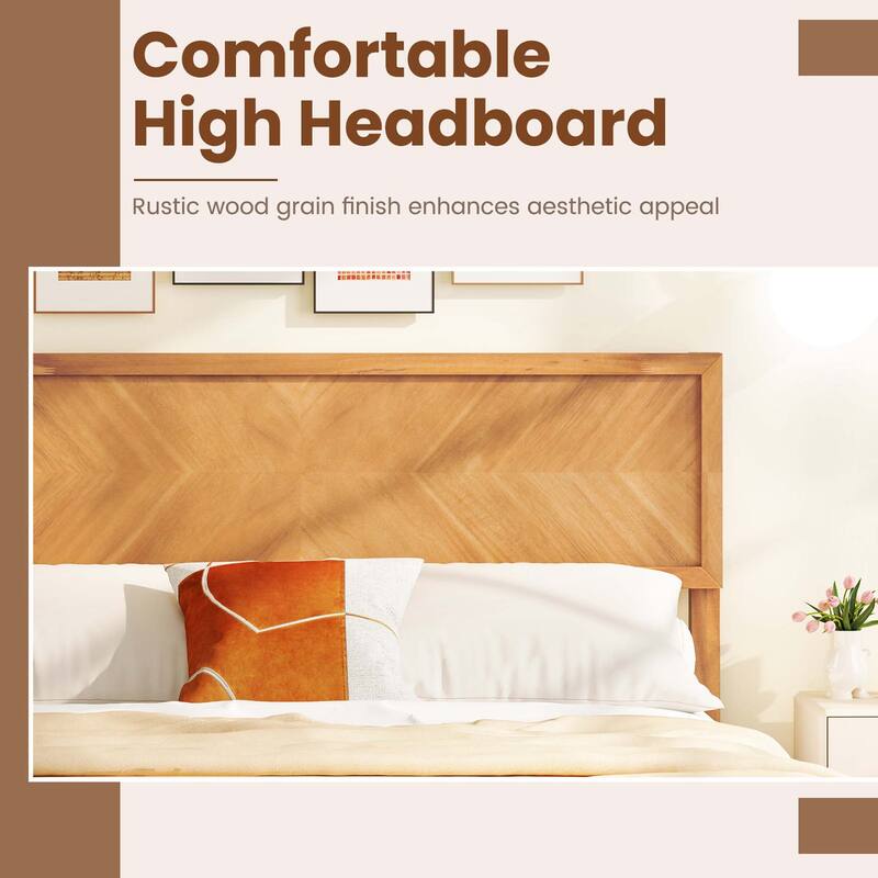 Gymax Twin/Full/Queen Size Bed Frame w/Headboard Wooden Slats Support