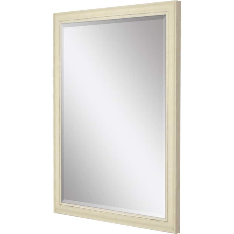 HomeRoots 40" White Solid Wood Framed Accent Mirror - 28.00 in. x 40.00 in. x 2.00 in.