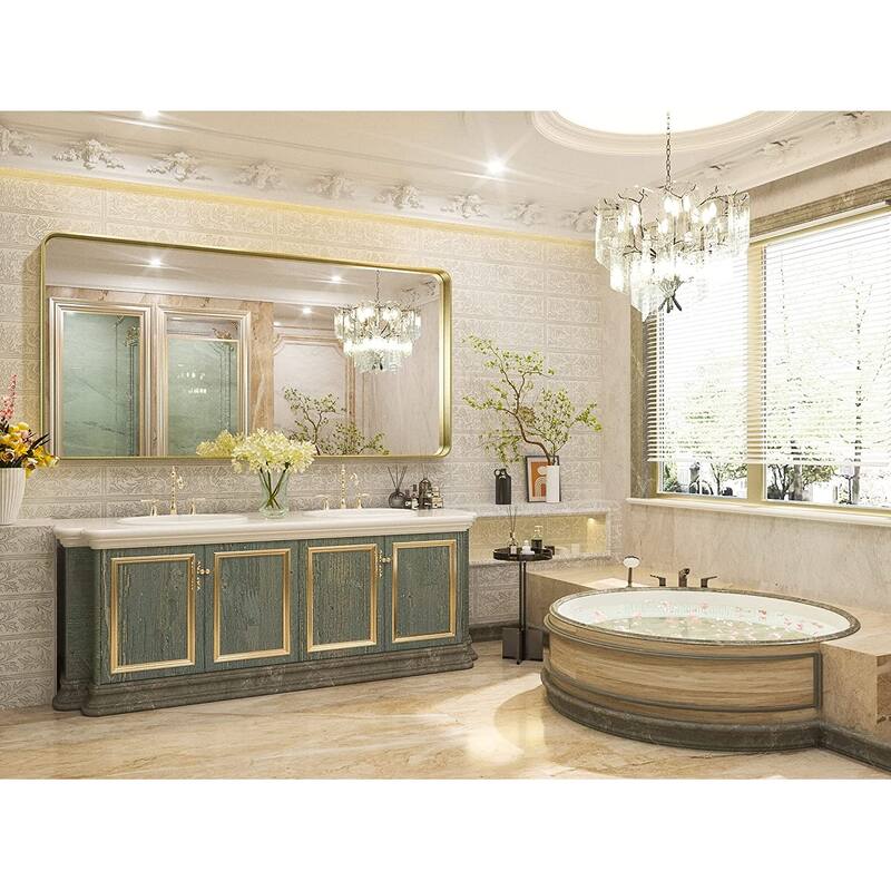 TETOTE Modern Metal Frame Wall Mounted Hanging Bathroom Vanity Mirror