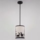 preview thumbnail 9 of 9, Acadia Bronze Rustic Mini Pendant Ceiling Light White Linen Shade Deer and Tree - 7.5-in W x 23-in H x 7.5-in D