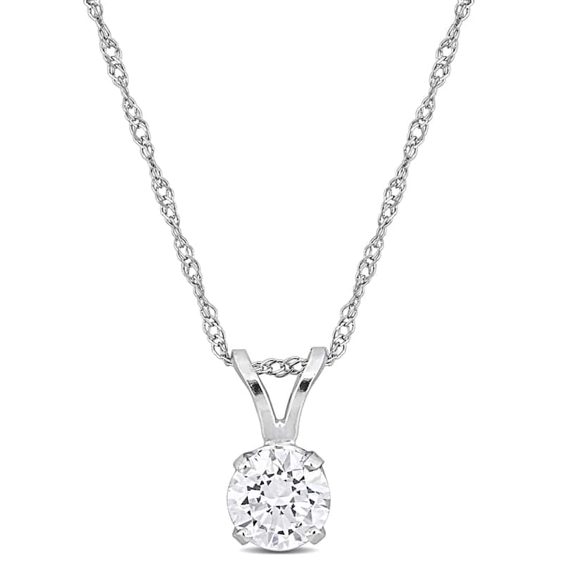 1/2ct TW Lab-Grown Diamond Solitaire Necklace in 14k White Gold