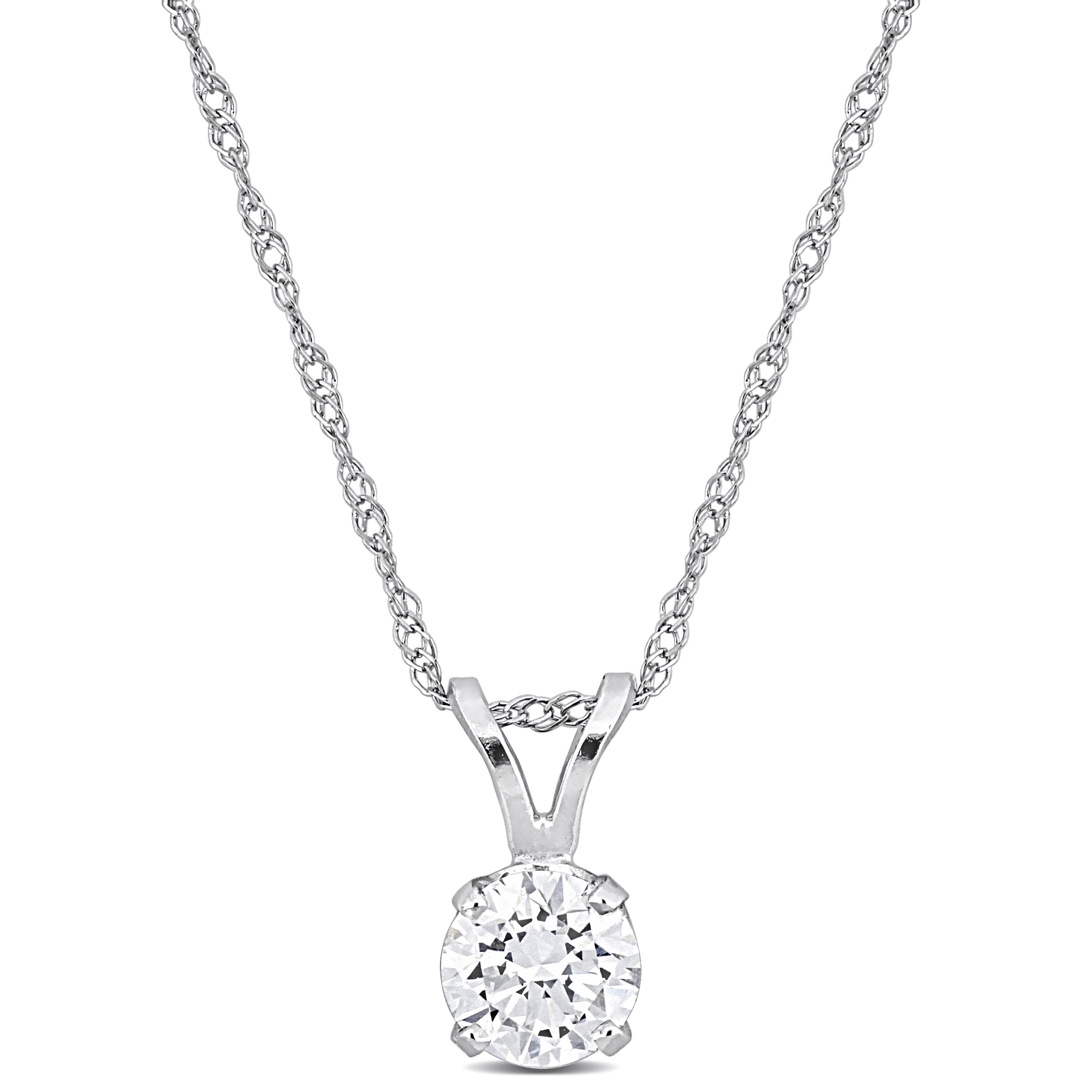 Miadora 1/2ct TW Lab-Grown Diamond Solitaire Necklace 14k White Gold