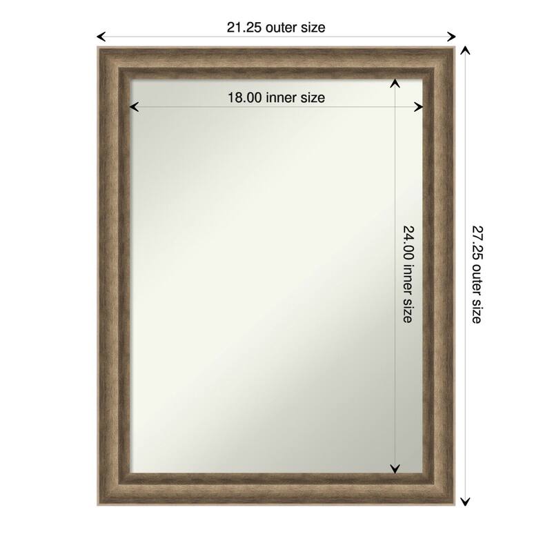 Angled Non-Beveled Wood Framed Wall Mirror - Angled Bronze - Glass Size 18x24