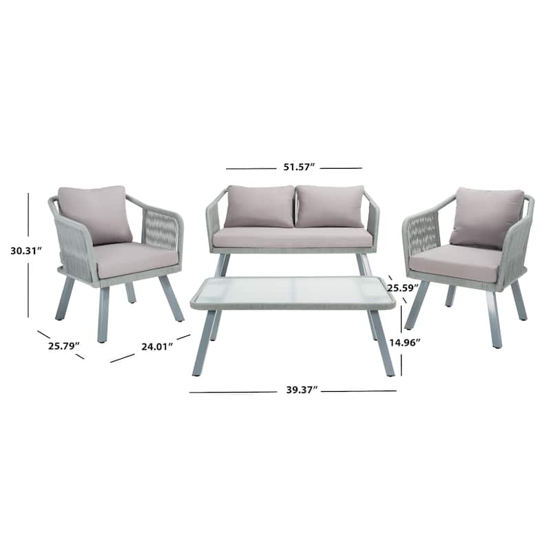 SAFAVIEH Outdoor Arly 4-Piece Rope Patio Set - 39Wx26Dx15H