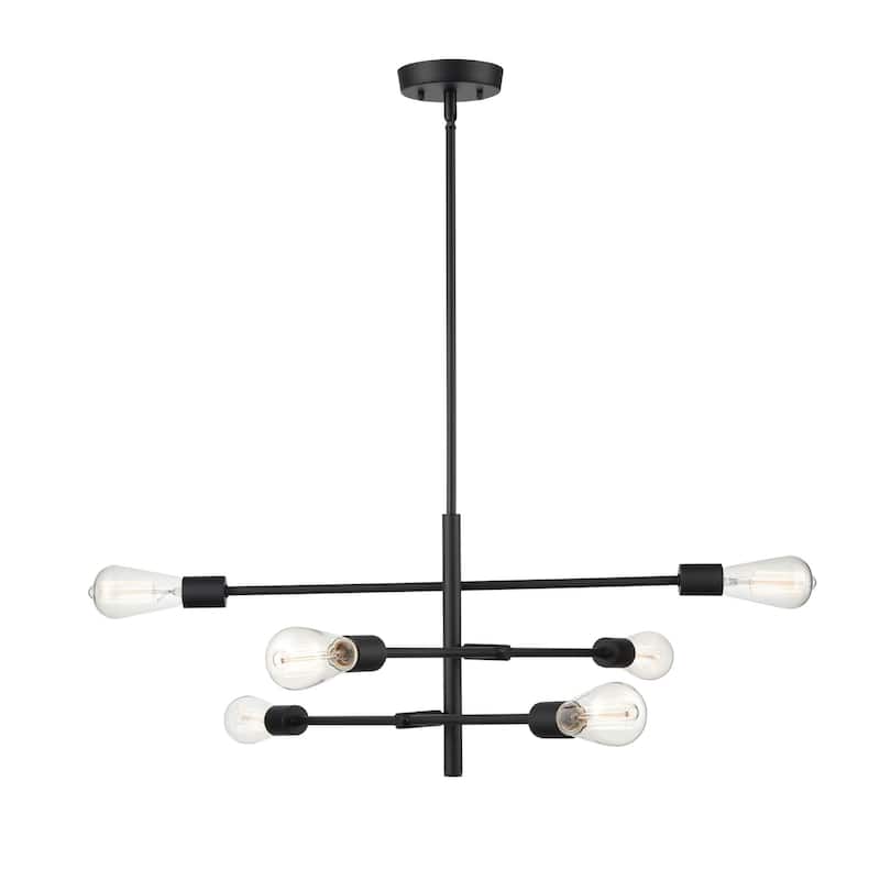 Millennium Lighting Decco 6 Light Pendant Fixture in Matte Black or Modern Gold - Matte Black