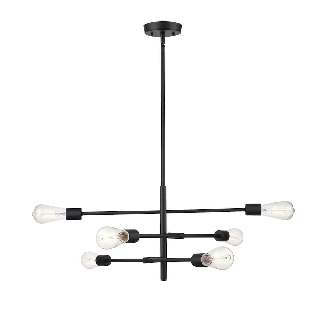 Millennium Lighting Decco 6 Light Pendant Fixture in Matte Black or Modern Gold