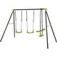 preview thumbnail 1 of 3, 100.78 in. W Triple Children Metal safe swing set 440lbs for age 3+ Black+Green - Swing Seats - Kids