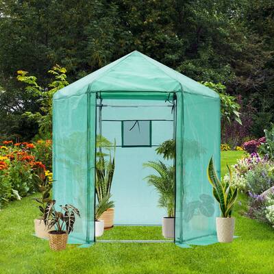 82.6 in. W x 82.6 in. D x 90.5 in. H Outdoor Walk-In Metal Portable Greenhouse