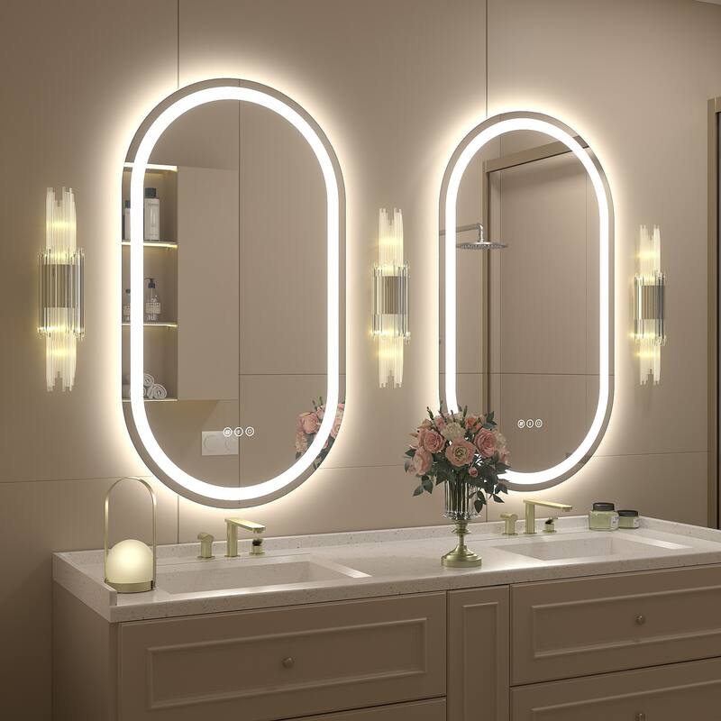 UL Certified Oval LED Lighted Anti-fog Wall Bathroom Vanity Mirror