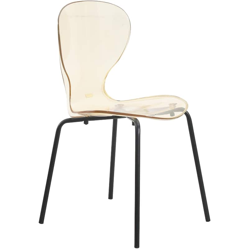 Stackable Plastic Dining Chair Transparent Modern Accent Side Chair for Indoor and Outdoor - Amber