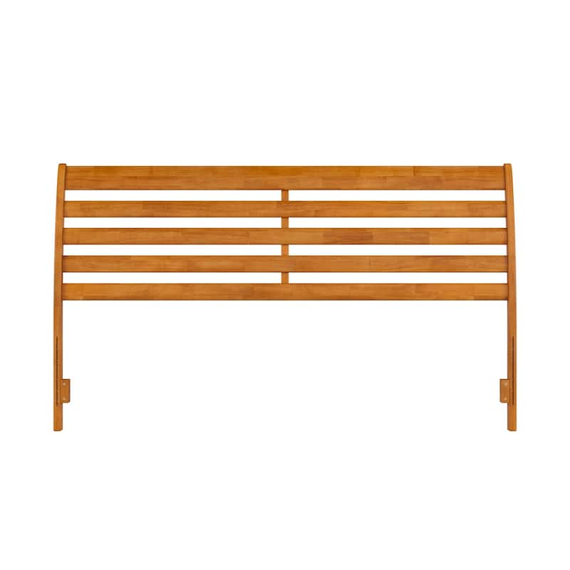 King Size Solid Wood Headboard with Traditional Panel Design, Light Toffee Finish for Warm Bedroom Style