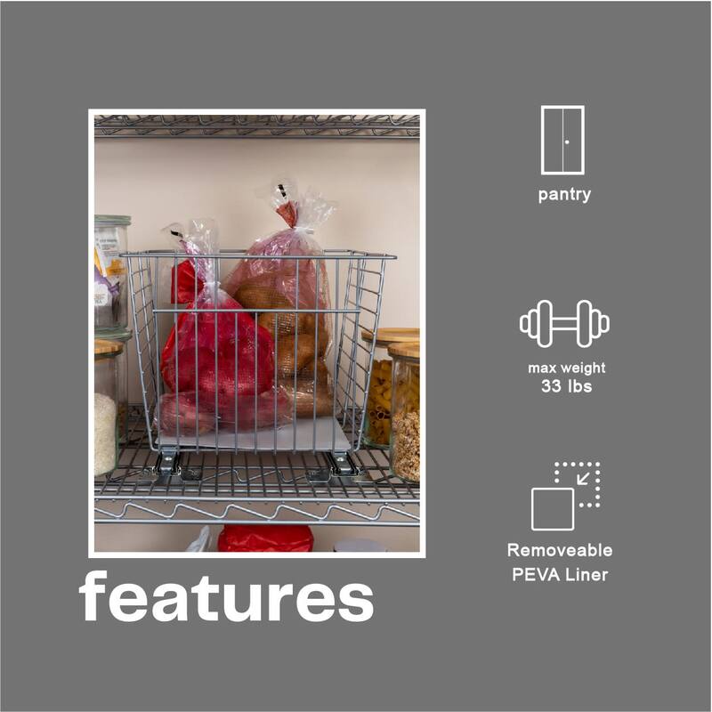 Household Essentials Slide-Out Storage Organizer - Produce Bin Design - 16.0"L x 13.0"W x 12.0"H