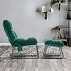 preview thumbnail 62 of 67, MCombo Accent Chair with Ottoman,Velvet Modern Side Pocket Metal Legs Club Chair,0014
