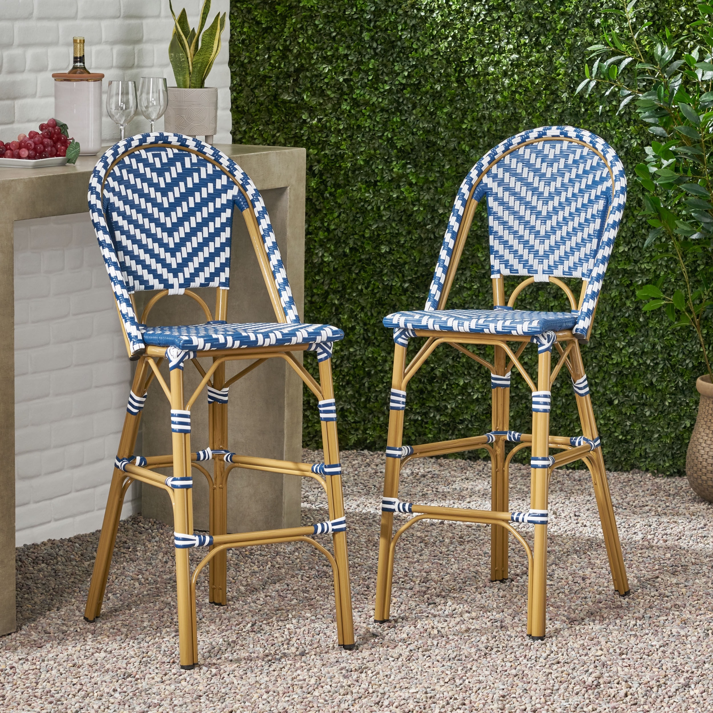 Remi Faux Bamboo/ Faux Rattan Outdoor French Bistro Chairs (Set of 4