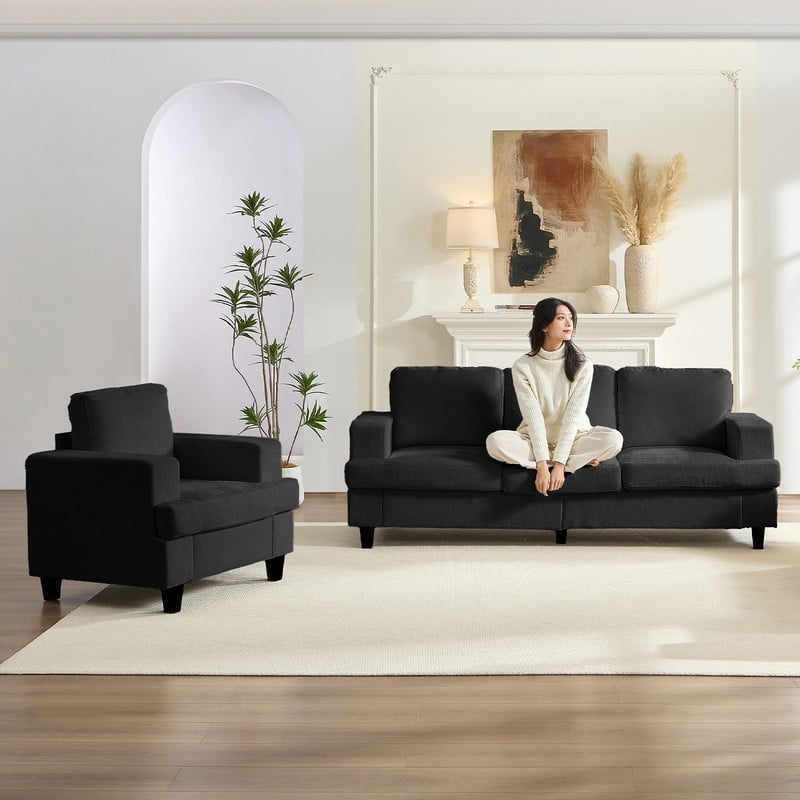 Mixoy Chenille 3 Piece Living Room Sofa Set,3-Seat Sofa/Loveseat/Armchair Sofa Sets,Modular Sectional Couch Furniture Sets