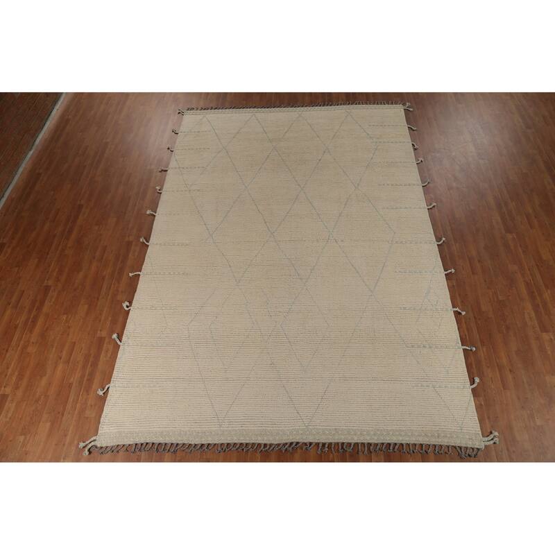 Trellis Moroccan Modern Area Rug Handmade Wool Carpet - 8'9"x 12'5"