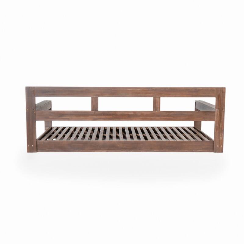 Farmhouse Style Twin Size Porch Swing Frame with Backrest, Outdoor Patio Swing Bench Chair with Hanging Ropes