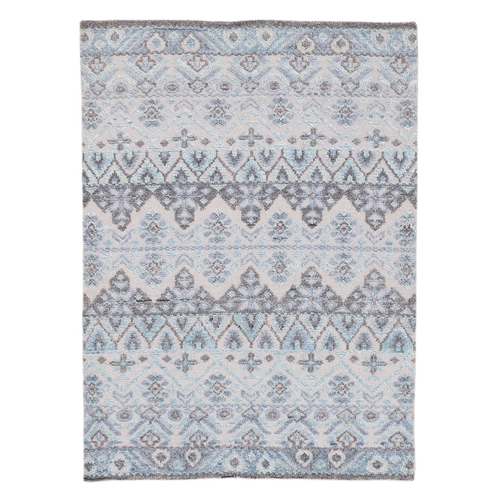 ECARPETGALLERY Hand-knotted Tangier Light Blue Wool Rug - 5'5 x 7'6