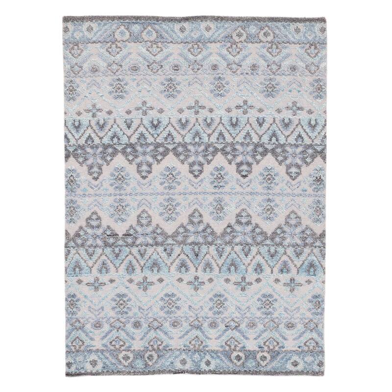 ECARPETGALLERY Hand-knotted Tangier Light Blue Wool Rug - 5'5 x 7'6