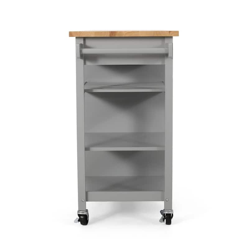 Modern Wooden Kitchen Cart with Wheels Drawer and Cabinet by Christopher Knight Home