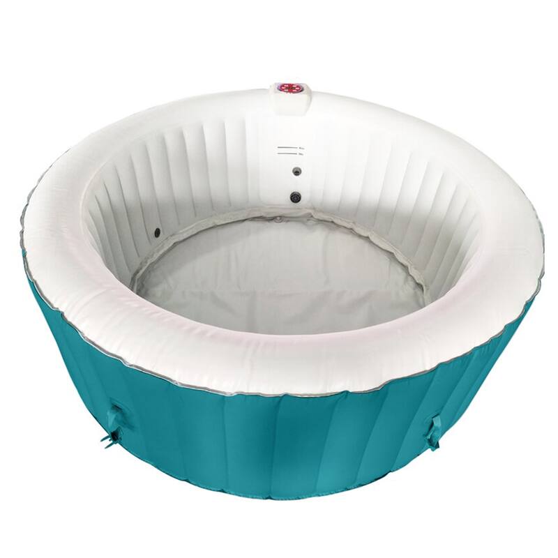 ALEKO Round Inflatable Hot Tub With Cover 4 Person Light Blue/White