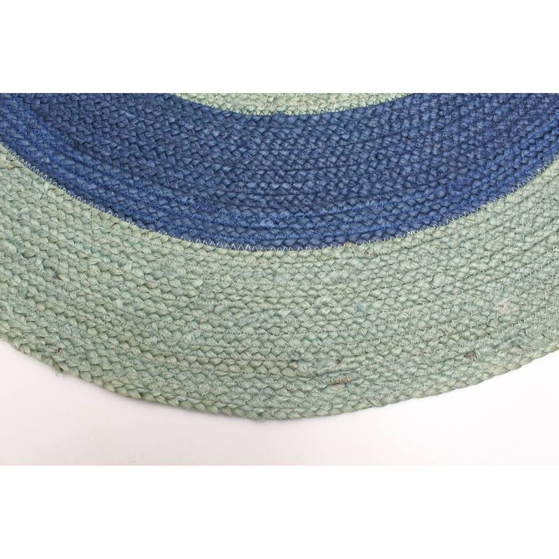 ECARPETGALLERY Braided Weave Palas Denizli Light Green Jute Rug - 3'3 x 3'3