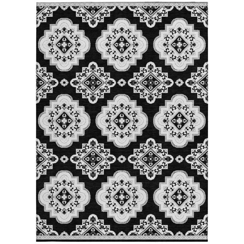 HomeRoots Medallion Transitional Rectangle Outdoor Rug