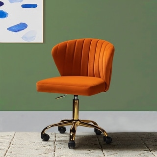 14 Karat Homeilia Vevet Upholstered Task Chair With Gold Base For Home Office Orange Dailymail
