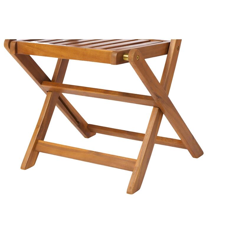 Acacia Wood Bistro Set with 2 Folding Chairs & Round Table, 3-Piece