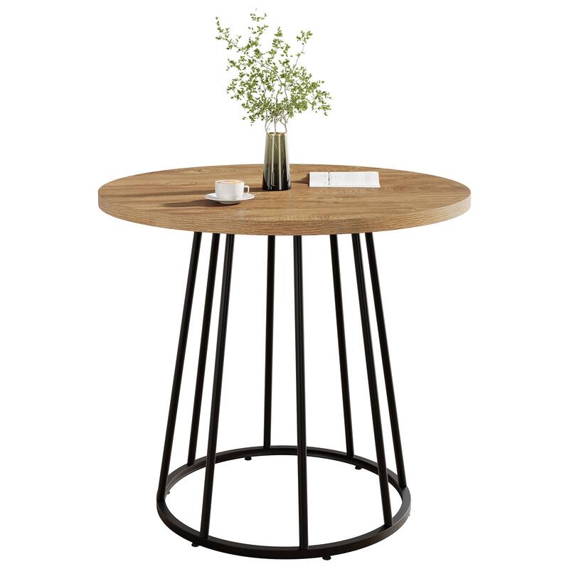 31.5" Round Dining Table, Small Kitchen Dinner Table with Metal Base