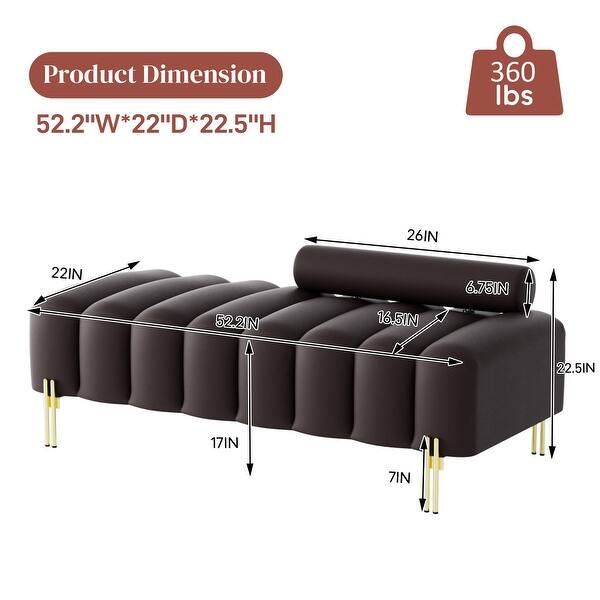 dimension image slide 5 of 7, Ouyessir 52.2" Modern Channel Tufted Window Bench with Adjustable Back