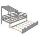 preview thumbnail 7 of 16, Twin Size Modern Design Low Loft House Bed,Playhouse with Roof and Window,Trundle