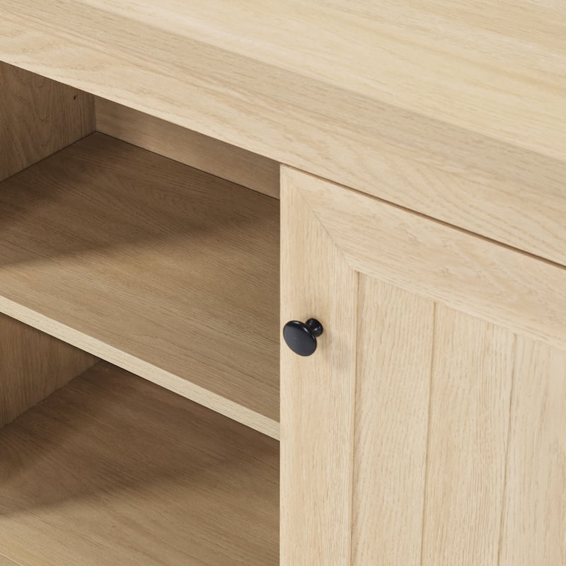 72" Sideboard Cabinet with 4 Doors, Minimalist TV Stand with 2 Compartments for Living Room, Dark Walnut