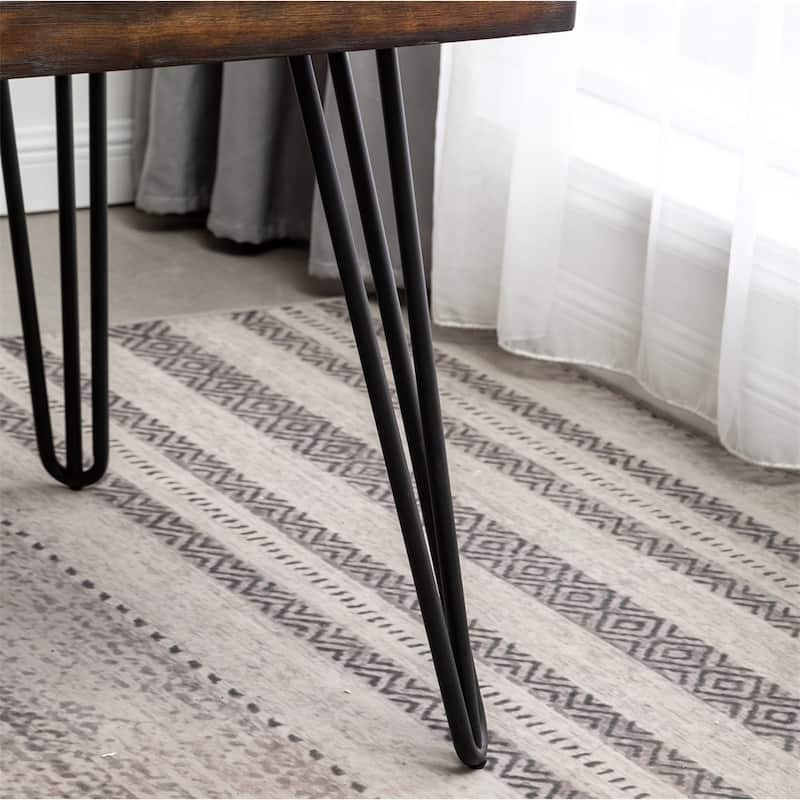 Industrial Metal Hairpin Design Dining Table, Rustic Dark Pine