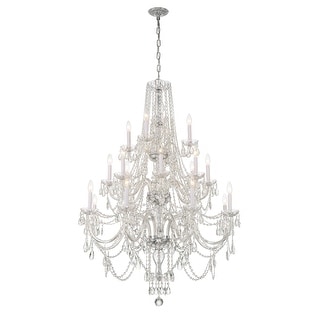 Traditional Crystal 20 Light Polished Chrome Chandelier - 37"W x 52.5"H