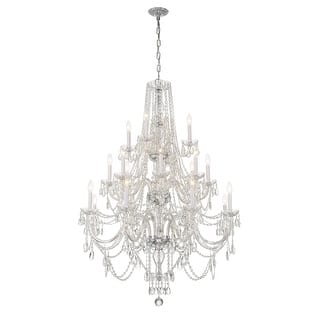 Traditional Crystal 20 Light Polished Chrome Chandelier - 37"W x 52.5"H