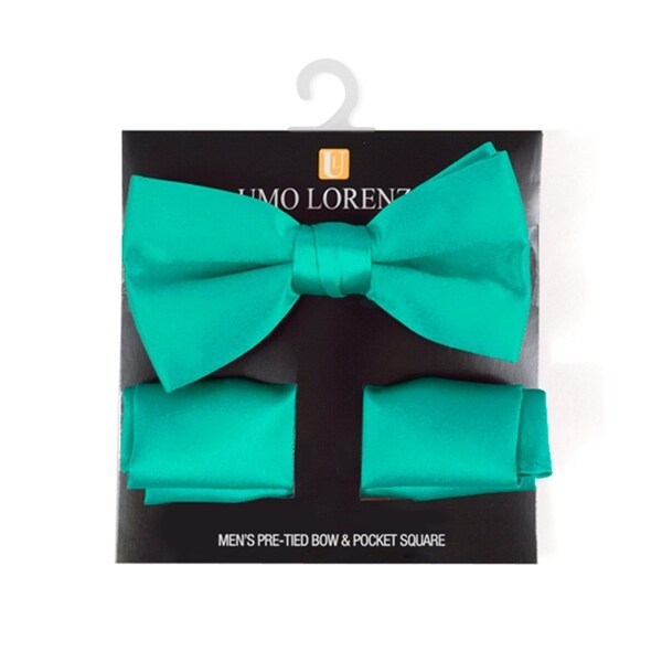 Boy's Solid Pre Tied Bow Tie and Hanky Set - One size